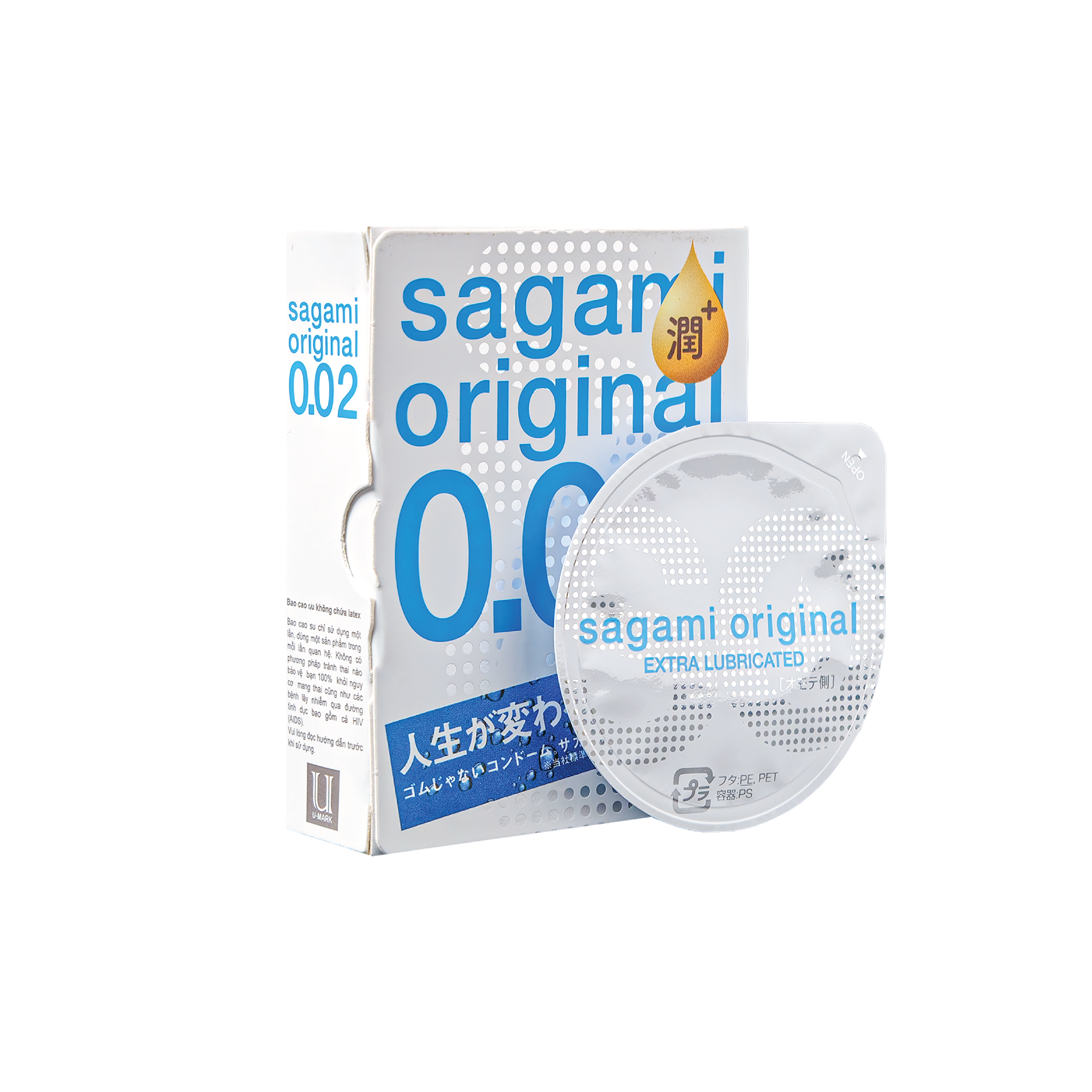 Bao cao su Sagami Original 0.02 Extra Gel – Hộp 3 chiếc